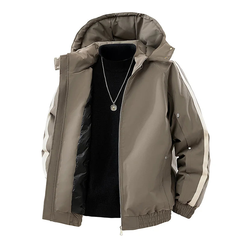 SHOPPLEX Men’s Hooded Down Jacket – Winter Windproof & Warm