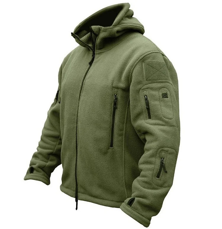 SHOPPLEX Men’s Tactical Winter Fleece Jacket – Hooded Outdoor Coat
