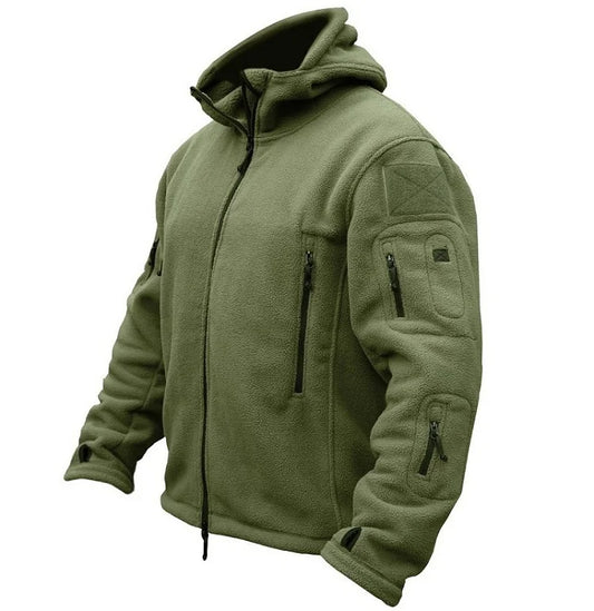 SHOPPLEX Men’s Tactical Winter Fleece Jacket – Hooded Outdoor Coat