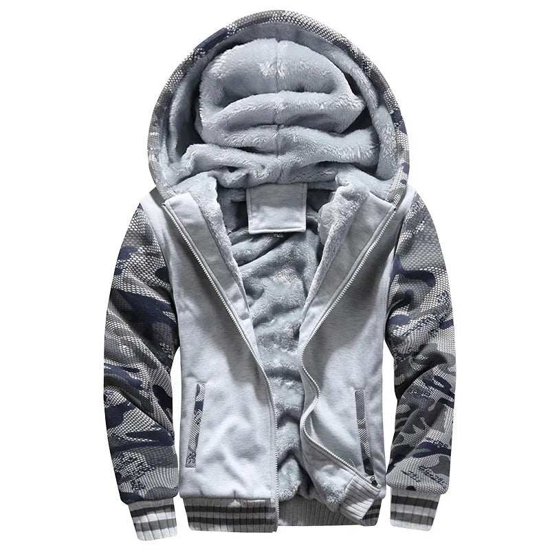SHOPPLEX Men’s Camouflage Winter Jacket – Thick Fleece & Hooded Coat