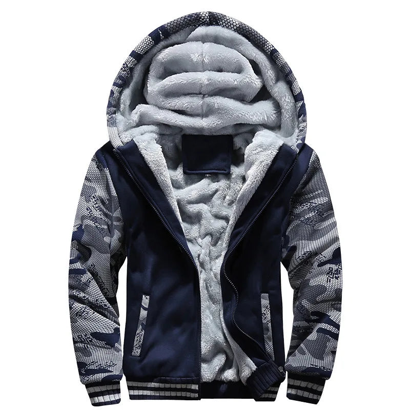 SHOPPLEX Men’s Camouflage Winter Jacket – Thick Fleece & Hooded Coat