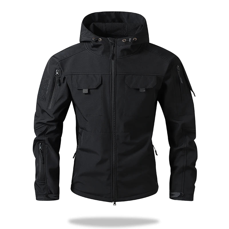 SHOPPLEX Men’s Hooded Tactical Jacket – Waterproof & Windproof Outdoor Coat