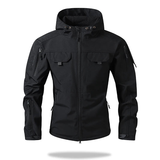 SHOPPLEX Men’s Hooded Tactical Jacket – Waterproof & Windproof Outdoor Coat