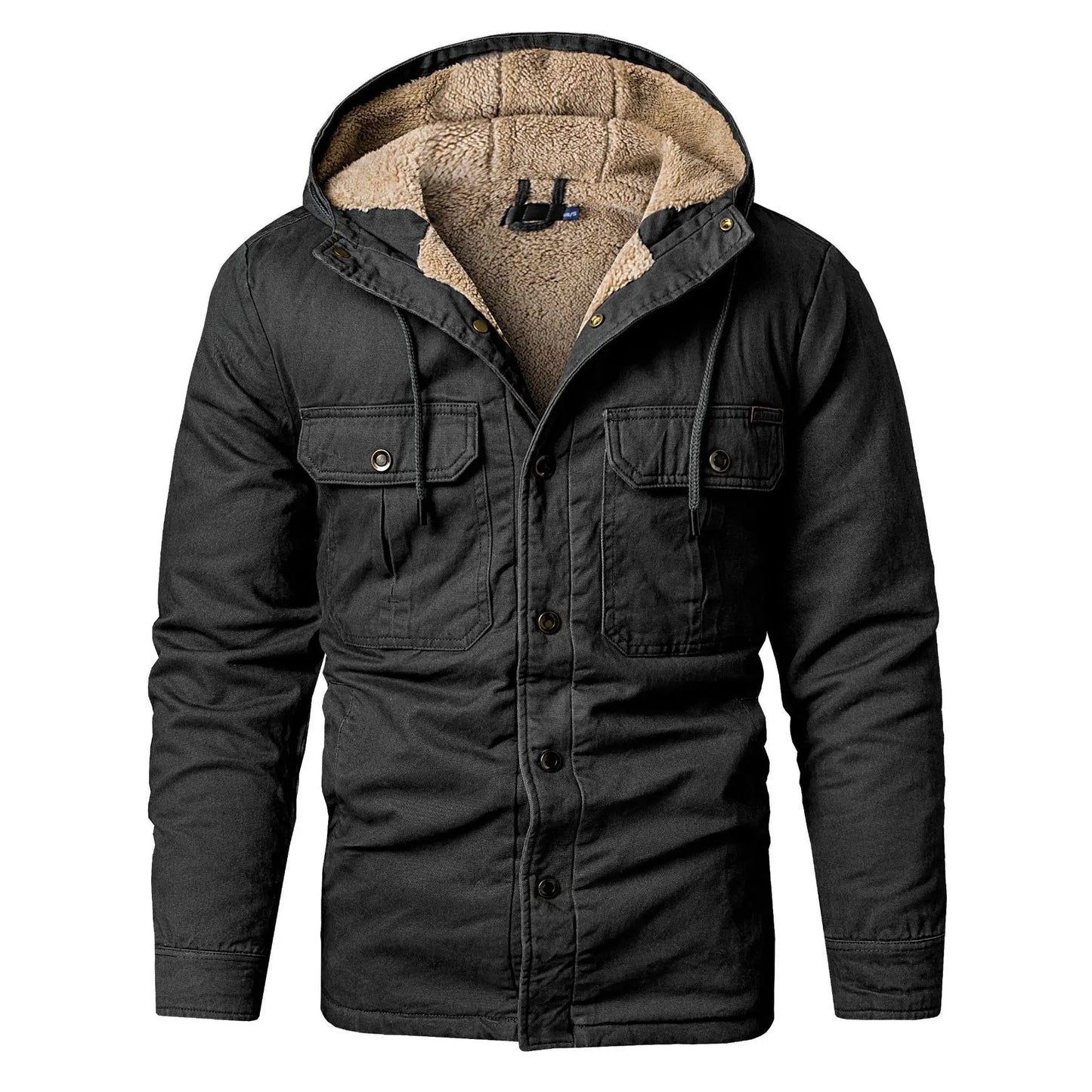 SHOPPLEX Men’s Winter Hooded Cotton Jacket – Thick, Plush & Slim Fit
