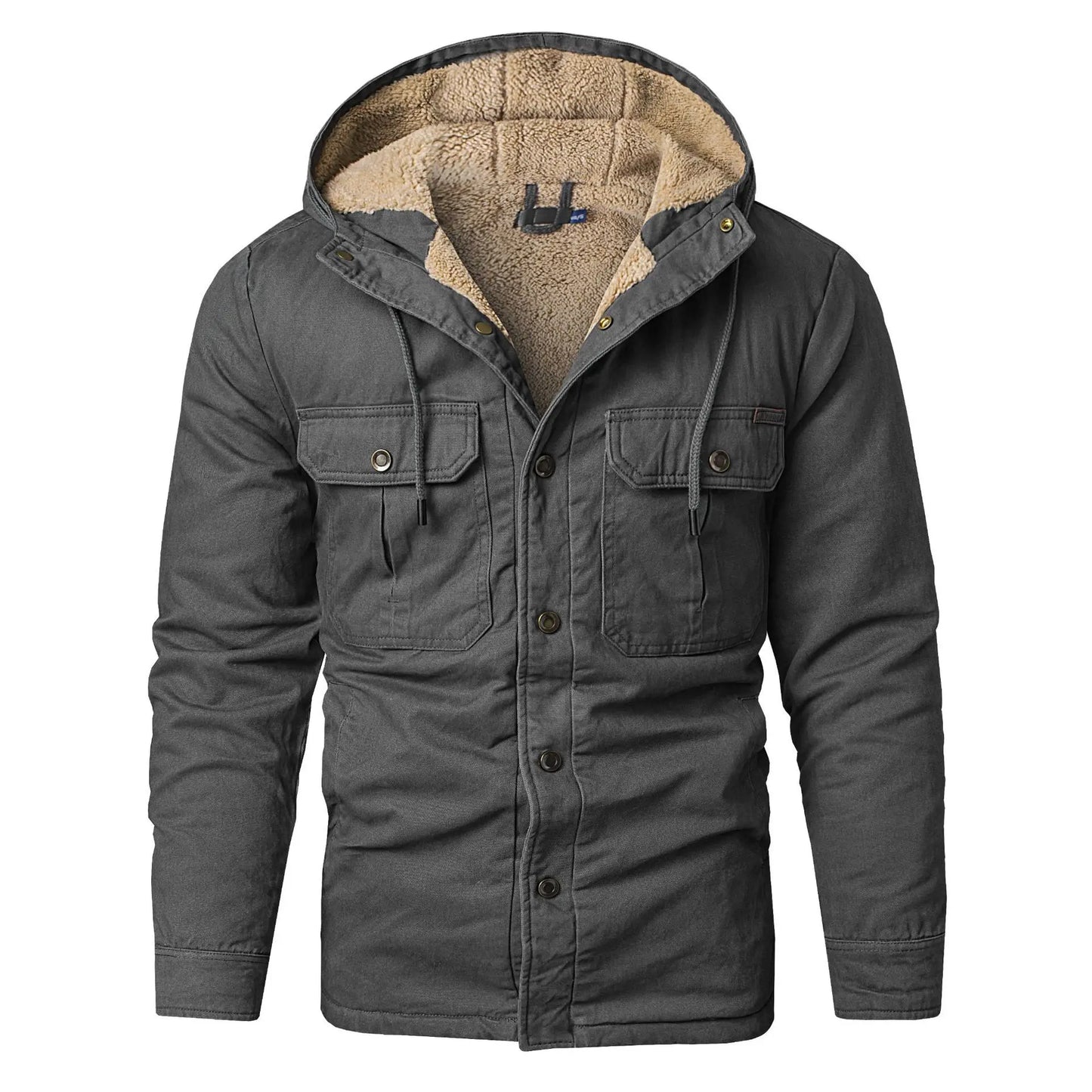 SHOPPLEX Men’s Winter Hooded Cotton Jacket – Thick, Plush & Slim Fit