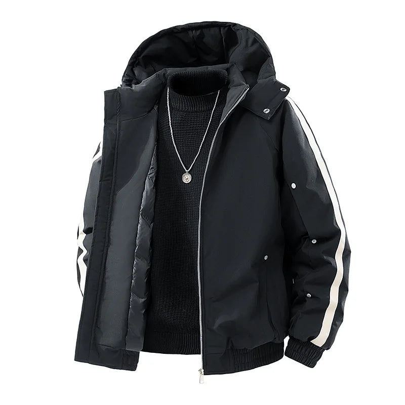 SHOPPLEX Men’s Hooded Down Jacket – Winter Windproof & Warm