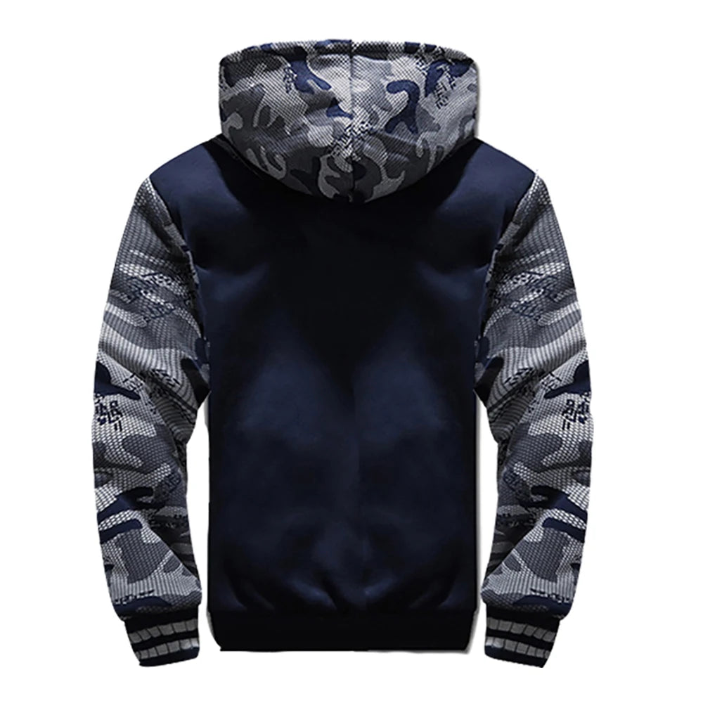 SHOPPLEX Men’s Camouflage Winter Jacket – Thick Fleece & Hooded Coat