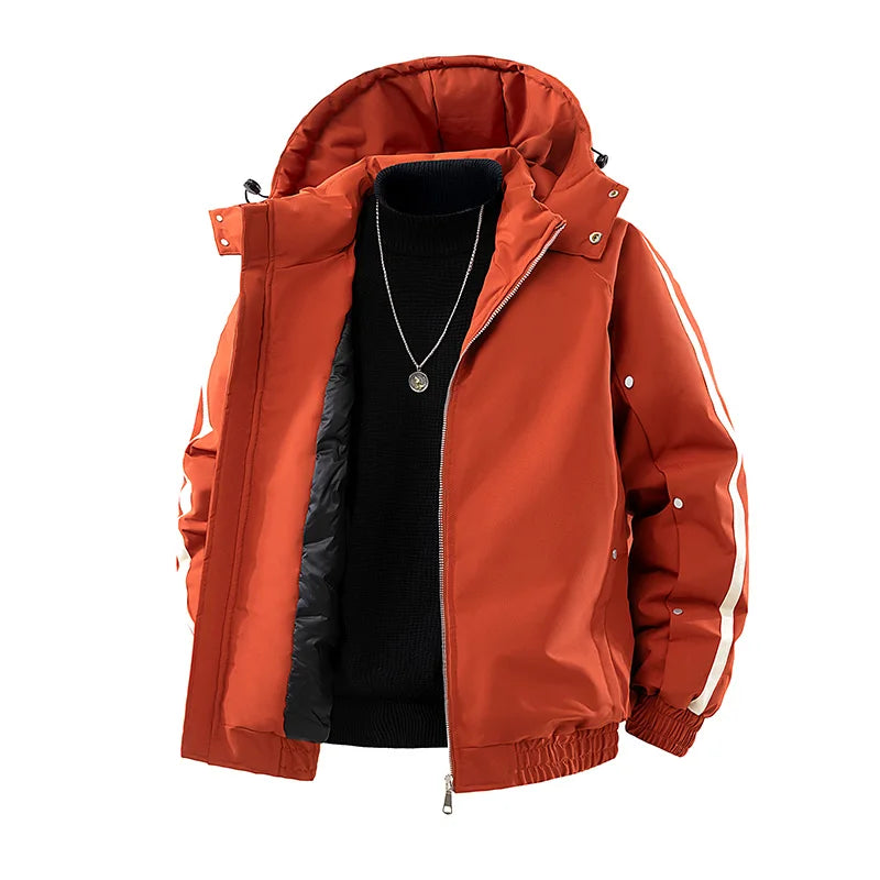 SHOPPLEX Men’s Hooded Down Jacket – Winter Windproof & Warm