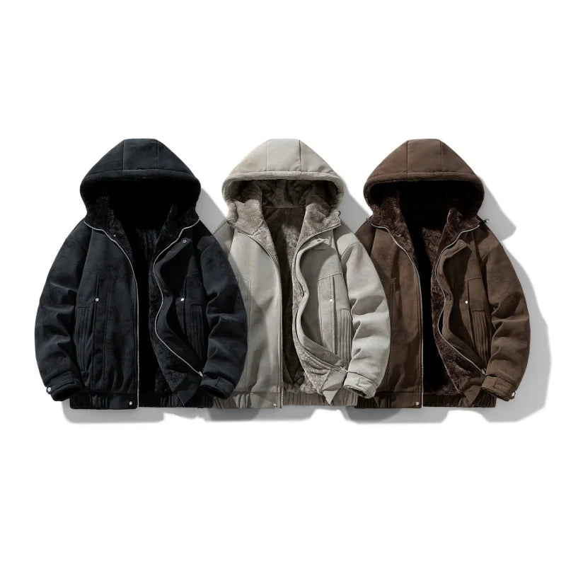 SHOPPLEX Men’s Retro Hooded Jacket – Autumn & Winter Casual Coat
