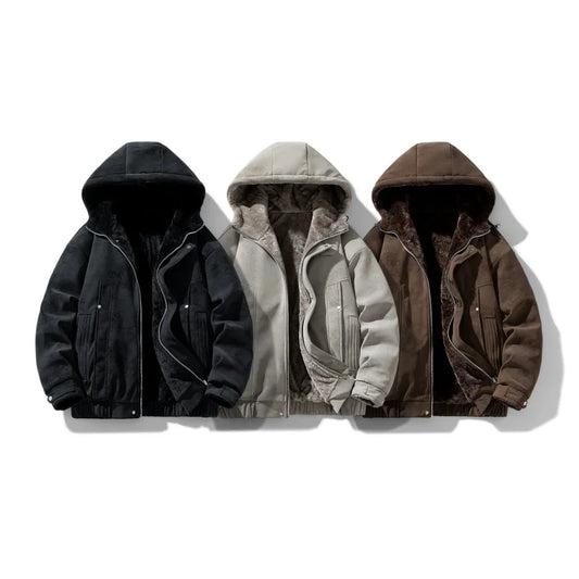 SHOPPLEX Men’s Retro Hooded Jacket – Autumn & Winter Casual Coat