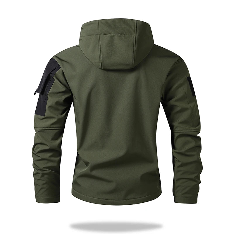 SHOPPLEX Men’s Hooded Tactical Jacket – Waterproof & Windproof Outdoor Coat