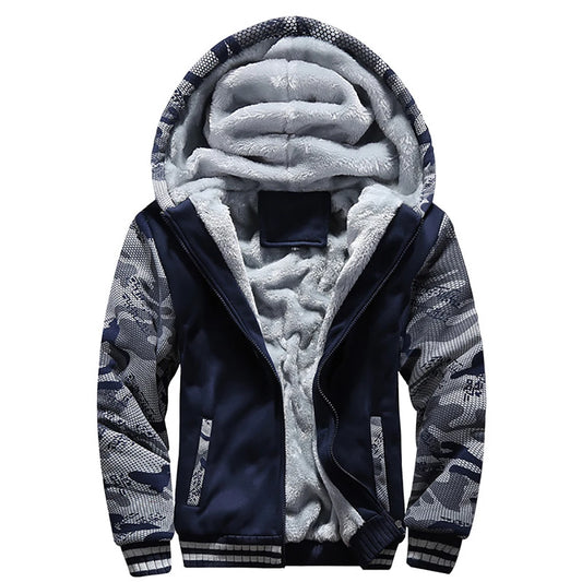 SHOPPLEX Men’s Camouflage Winter Jacket – Thick Fleece & Hooded Coat