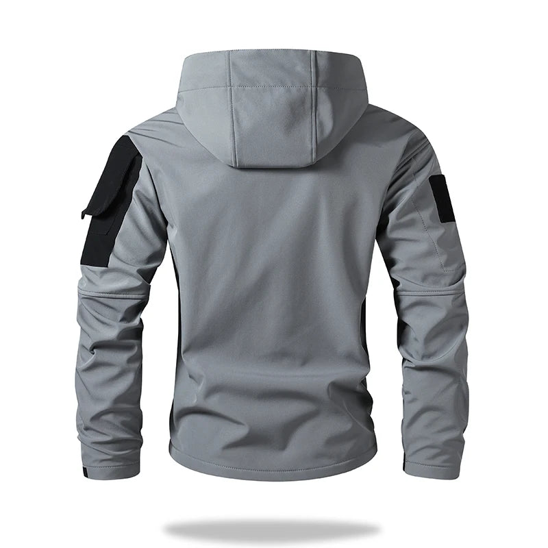 SHOPPLEX Men’s Hooded Tactical Jacket – Waterproof & Windproof Outdoor Coat
