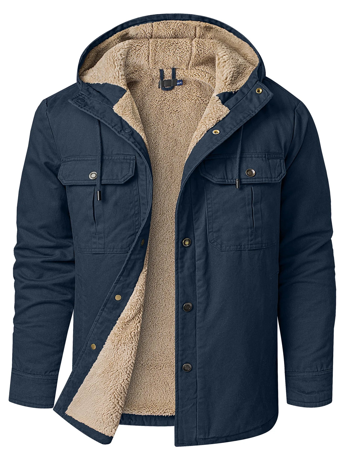 SHOPPLEX Men’s Winter Hooded Cotton Jacket – Thick, Plush & Slim Fit