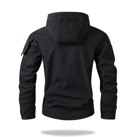 SHOPPLEX Men’s Hooded Tactical Jacket – Waterproof & Windproof Outdoor Coat