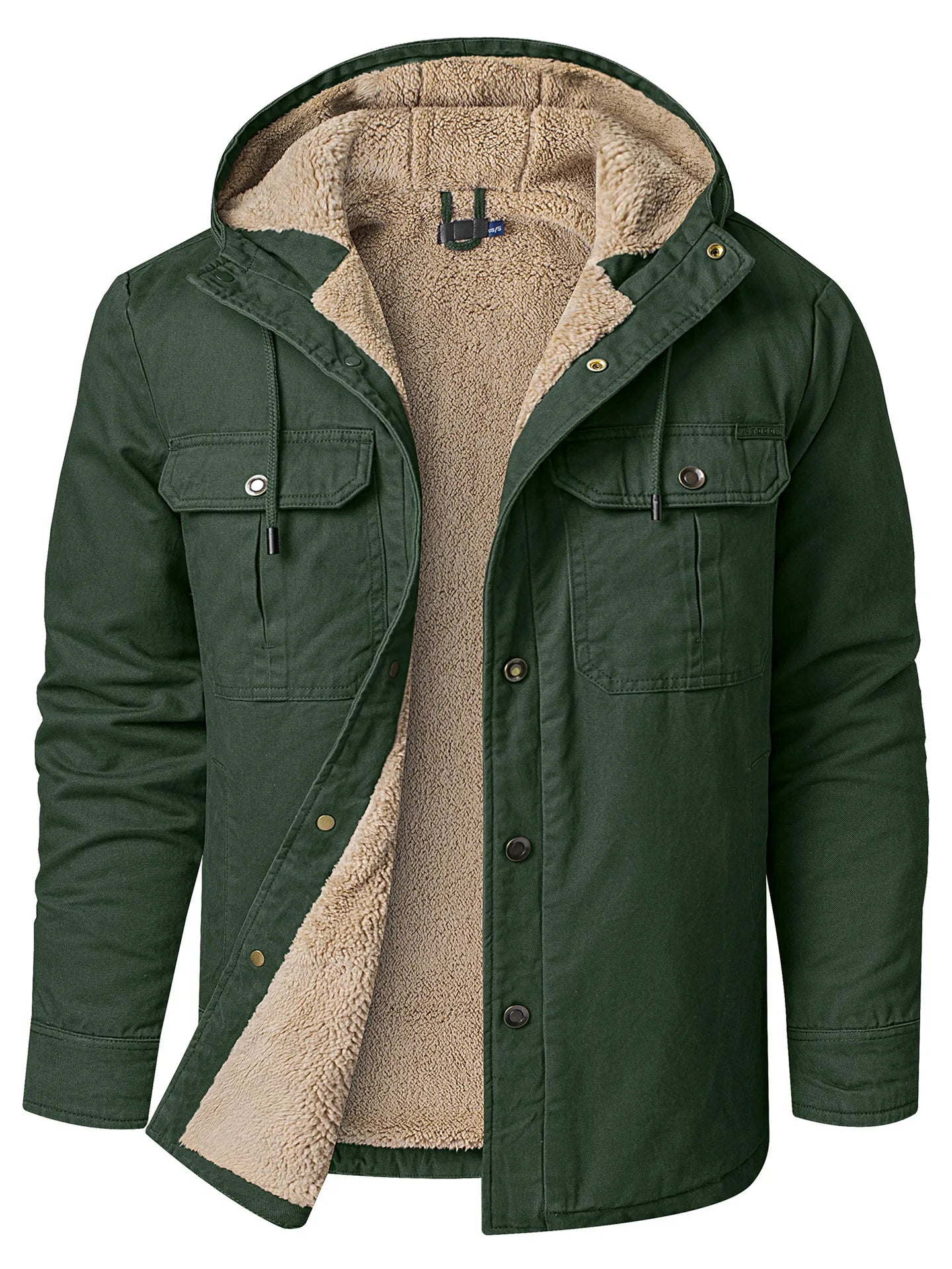 SHOPPLEX Men’s Winter Hooded Cotton Jacket – Thick, Plush & Slim Fit