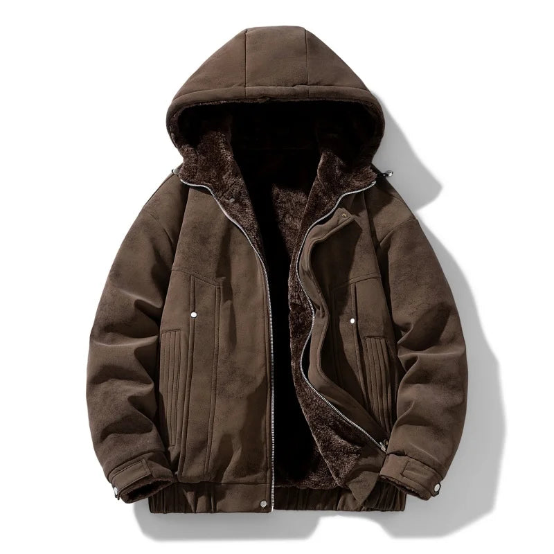 SHOPPLEX Men’s Retro Hooded Jacket – Autumn & Winter Casual Coat